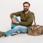 Hansome Bearded Stylish Man Sitting On Floor U8C62KR 150x150