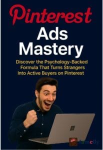 Excited entrepreneur in front of laptop promoting 'Pinterest Ads Mastery' course—learn psychology-driven ad strategies to convert Pinterest users into loyal buyers. Discover Armelly’s proven formula for high-converting Pinterest campaigns.