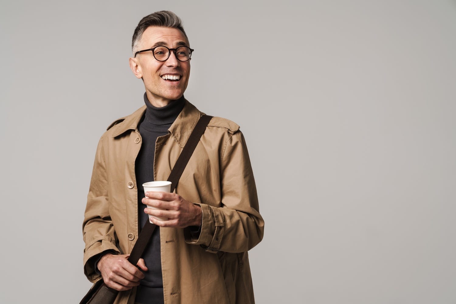 Handsome Man Wearing Stylish Coat Posing Isolated SET5CN9